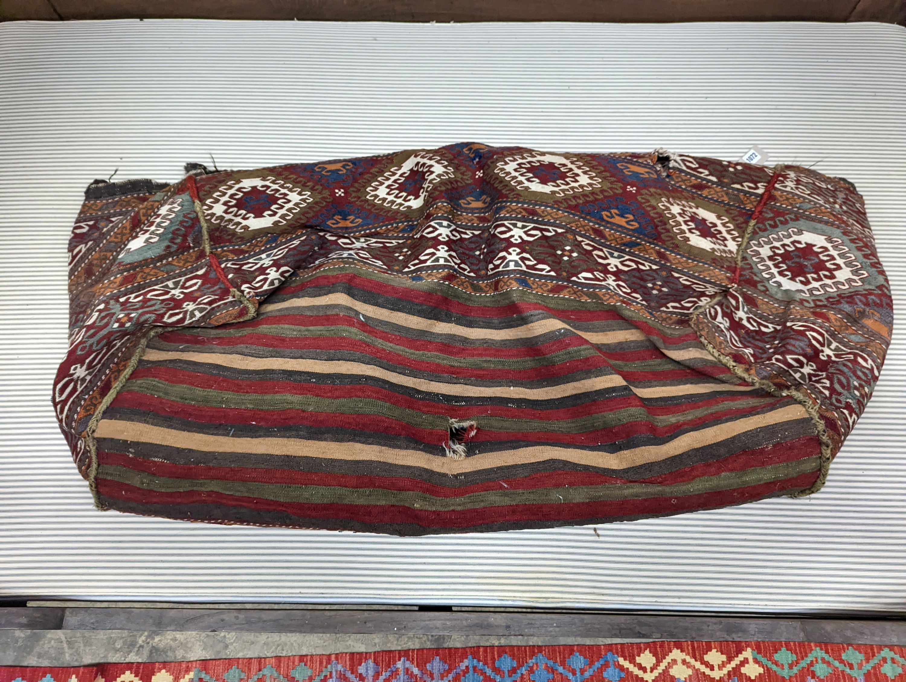 A Caucasian large saddle bag woven with geometric motifs, approx. 92 x 46cm